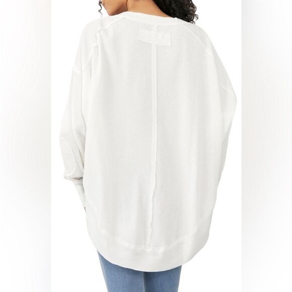 Free People Owen Thermal Knit Top In White - Picture 4 of 5